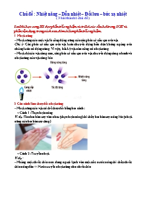 Lý thuyết tóm tắt Vật lý Lớp 8 - Chủ đề Nhiệt năng  Dẫn nhiệt  Đối lưu  Bức xạ nhiệt